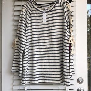 Ivory/Blue Striped Top